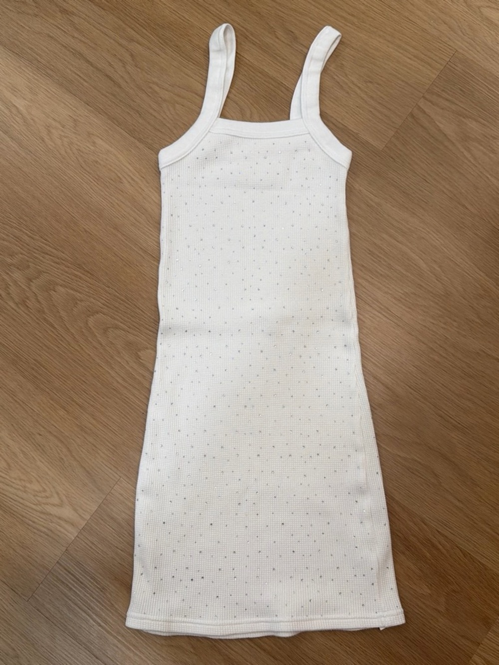 Alexander Wang White Sparkle Ribbed Tank Mini Dress
